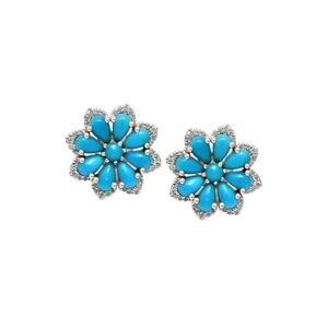 Liv Oliver Silver 12.75 ct. tw. Turquoise CZ Floral Studs